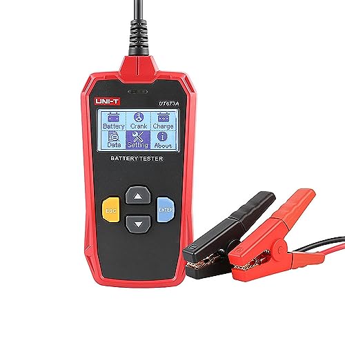UNI-T UT673A 12V/24V Car Battery Tester 30Ah to 200Ah Digital Battery Load/Voltage Tester, Battery Analyzer&Checker with LCD Display and LED Color Indication