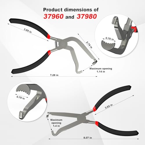 2Pcs Electrical Disconnect Pliers Set, Automotive Connector Pliers, Automotive Hose Disconnect Tools for Push Tab Style Plugs，Fuel Line Disconnect Tools with Anti-Slip Grip (1 * 60°+ 1*Straight)