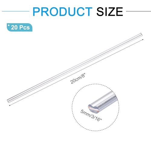 MECCANIXITY 20pcs 8 Inch Plastic Welding Rods, 3/16 Inch PVC Welding Sticks for Repairing Plastic Bumpers, Kayaks, Car, Clear