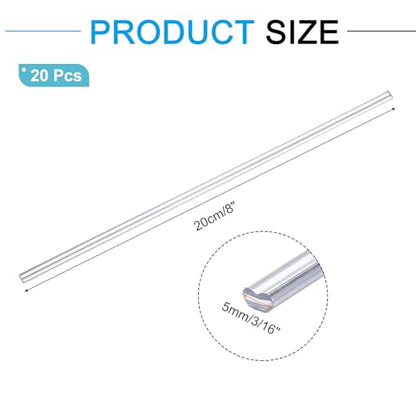 MECCANIXITY 20pcs 8 Inch Plastic Welding Rods, 3/16 Inch PVC Welding Sticks for Repairing Plastic Bumpers, Kayaks, Car, Clear