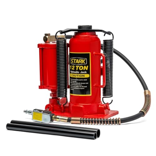 XTREMEPOWERUS 12-Ton (24,000 LBS) Capacity Air/Hydraulic Bottle Jack Low Profile Bottle Jack Lift Auto Repair Automobile Truck SUV Car Lift with Handle - size: 12 Ton Pneum Low Profile