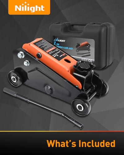 Nilight Floor Jack 2 Ton, Heavy Duty Steel Hydraulic Trolley Car Jack, Portable Emergency Service Jack for Roadside Repair, Lifting Range 5.5" to 15.2"