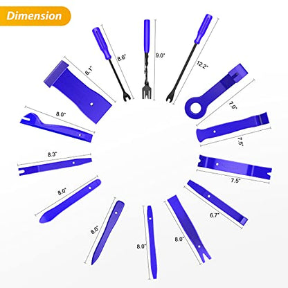 GOOACC 200Pcs Trim Removal Tool, Auto Push Pin Bumper Retainer Clip Set Fastener Terminal Remover Tool Adhesive Cable Clips Round Handle Crowbar Removal Kit Car Panel Radio Removal Auto Clip Pliers - color: 200Pcs Clips Removal Kit Blue