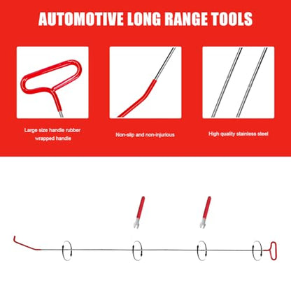 Car Lockout Kit, 67" Long Reach Tool Automotive Professional Emergency Tool Kit, Multi-Function Pull Hook Vehicle Disassembly & Repair Tool Set for Cars Trucks, Car Accessories