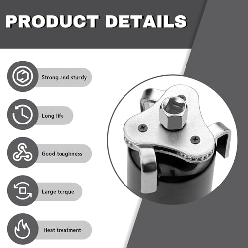 Oil Filter Wrench Tool, Adjustable 3 Jaw 2 Way Oil Filter Remover Tool from 2-1/2 Inch to 4.5 Inch, Universal Car Accessories Oil Filter Tool for Most Cars Trucks