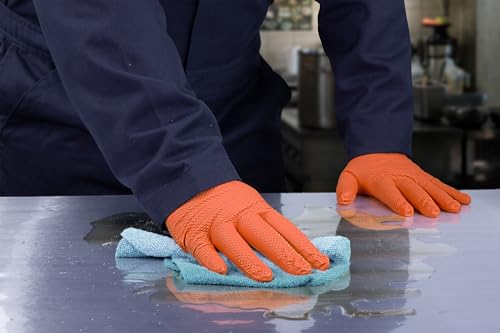 GLOVEWORKS Industrial Orange Disposable Gloves, Flock-Lined Nitrile Gloves, Raised Diamond Textured Grip, 8 mil - size: XX-Large, style: Box of 50