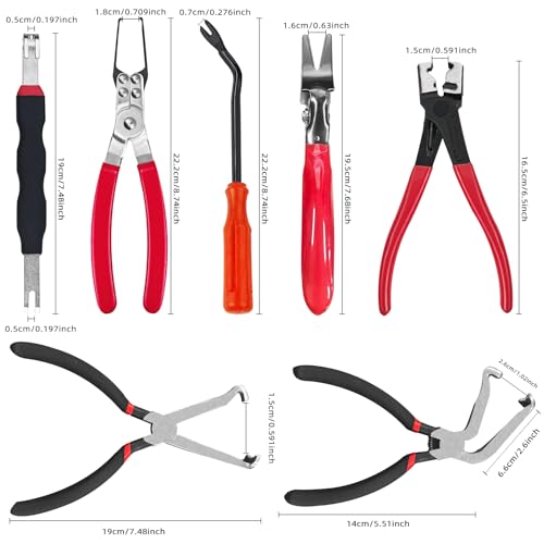 Electrical Disconnect Pliers, 7 pcs Electrical Disconnect Pliers for Cars, Connector Removal Tool for Push Tab Style Plugs - size: 7pcs