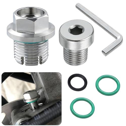 M14.1x1.5 Oversize Piggyback Oil Drain Plug, Stainless Steel Self-Tapping Oil Pan Thread Repair Kit with O-Ring and L-Wrench, Suitable for Most Vehicles