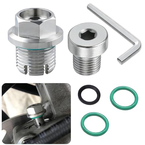 M14.1x1.5 Oversize Piggyback Oil Drain Plug, Stainless Steel Self-Tapping Oil Pan Thread Repair Kit with O-Ring and L-Wrench, Suitable for Most Vehicles