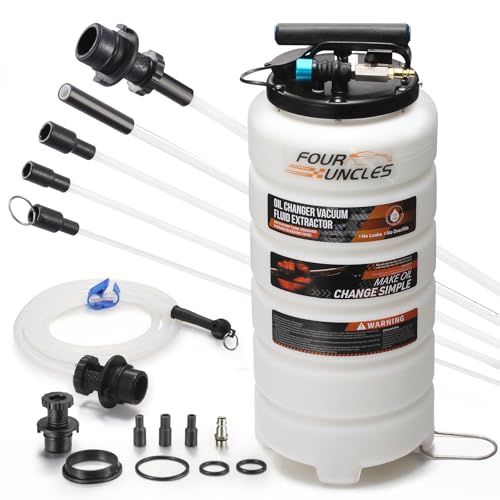 FOUR UNCLES Oil Extractor - Vacumm Fluid Extractor with Pump Tank Remover & Tubes for Oil Change and a Hose for Brake Bleeding - size: 15L Manual/Pneumatic Plus