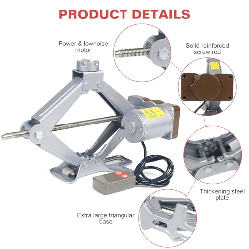 Electric Car Jack 3 Ton Scissor Jack, 12V Electric Portable CarJack, Electric CarJack Kit with Impact Wrench, Scissor Jack for Cars, Electric Floor HydraulicJack for Lifting Cars - size: 3T