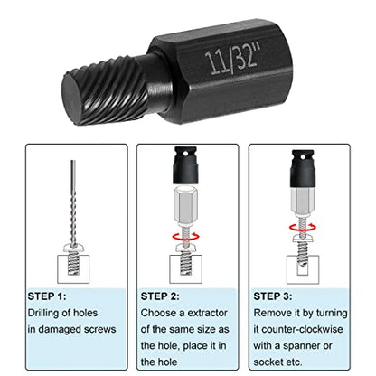 10 PCS Damaged Bolt Extractor Kit Heavy-Duty Screw and Bolt Extractor Drill Bit Set Hex Shank Rounded Bolt Remover Tools Easy Removal of Rusty and Broken Bolts for Automobile Repair