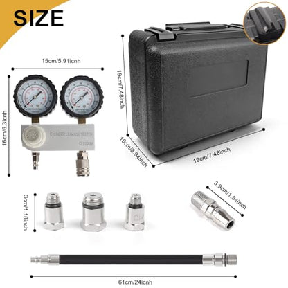 Cylinder Leak Down Tester Kit, Cylinder Gas Leakage Detector | Dual-Gauge 0-100PSI/700kPa CLD200M Cylinder Gas Leakage Detector 10-18mm Spark Plugs Gas Engine Diagnostic Tool, Black - size: Cylinder Leak Down Tester Kit