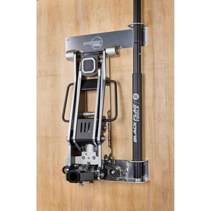 Speedway Motors Wall Mount Aluminum Floor Jack Holder, 1.5–3 Ton Racing Jacks, Universal Trailer and Garage Storage Bracket with Handle Loops, Fits Single or Dual Front Wheel Jacks