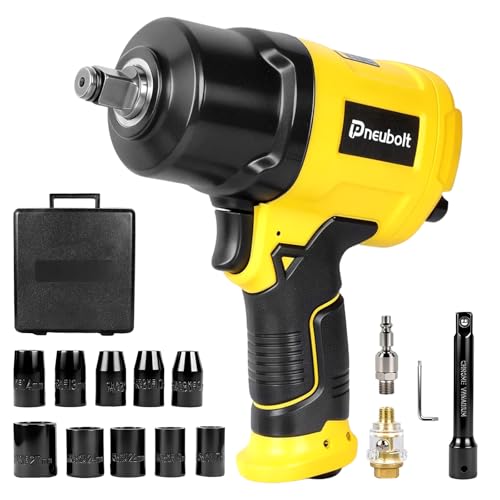1/2" Air Impact Wrench High Torque 1750 ft-lbs,Heavy Duty Double Hammers with Variable Power Settings,Includes 11-Piece CR-V Socket Set & Hard Case