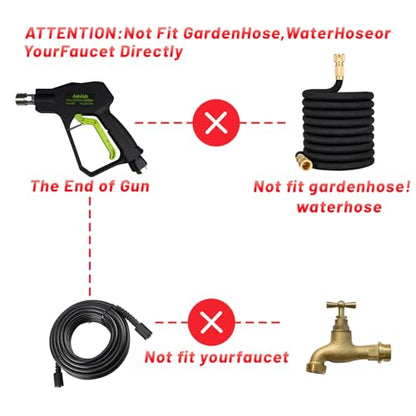 Short Pressure Washer Gun with Foam Cannon,High Pressure Wash Foam Gun with 1/4 Inch Quick Connector,5 Pressure Washer Nozzle Tip