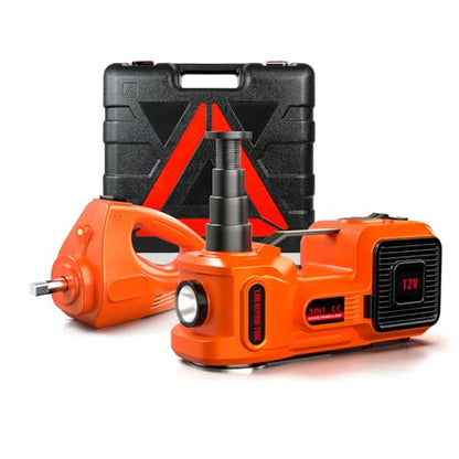 Car Jack Electric Hydraulic Jack Kit 5Ton 155-450mm Lift Inflator LED Light Impact Wrench 12V Portable Outdoor Home Emergency Tire Change Roadside Rescue Set for Sedan SUV MPV Truck - size: 5T-Rocker Switch-Jack+Pump+Light+Wrench