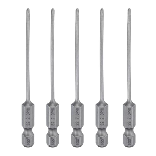 HARFINGTON 5pcs #1 Phillips Screwdriver Bit PH1 1/4" Hex Shank 3.15" (80mm) Long Magnetic S2 Steel Industrial Grade Screw Driver Bit Cross Head Electric Drill Bits 0.079" (2mm) Rod - size: PH1 x 80mm x 2mm