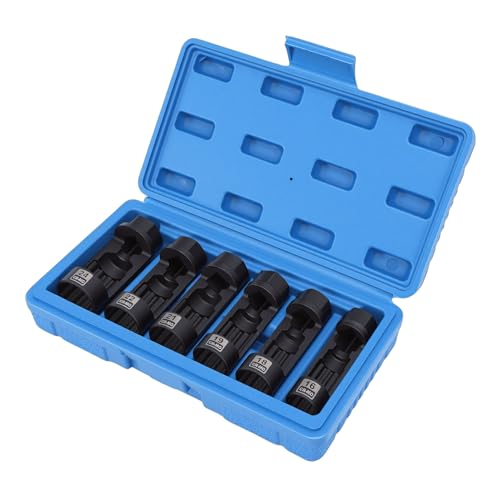 Pissente 6Pcs CRMO Strut Nut Socket Set 16mm 18mm 19mm 21mm 22mm 24mm Shock Absorber Removal Tool Kit with Storage Case for Suspension Strut Nuts