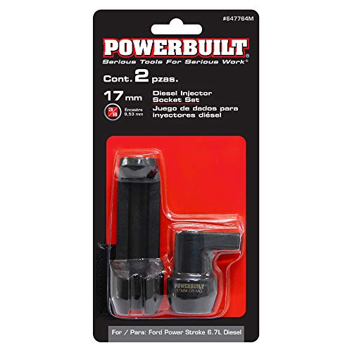Powerbuilt Diesel Injector Socket Set, Ford Power Stroke 6.7 Diesel Injection, 2 Piece 12 Point 17mm, Crowfoot - 647764