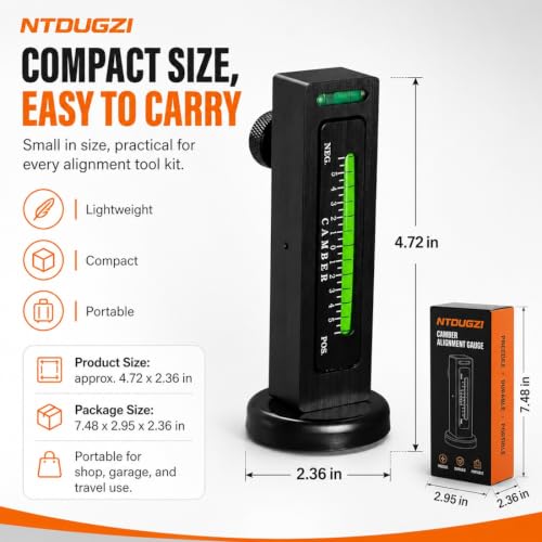 Magnetic Alignment Camber Gauge Wheel Tool Caster Measuring Level Vehicles | Adjustable -5° to +5° Range, Bubble Level Compact Plastic Body for Automotive Car Truck Rv Tire Repair Checks(Black-1pc) - color: Black-1pc