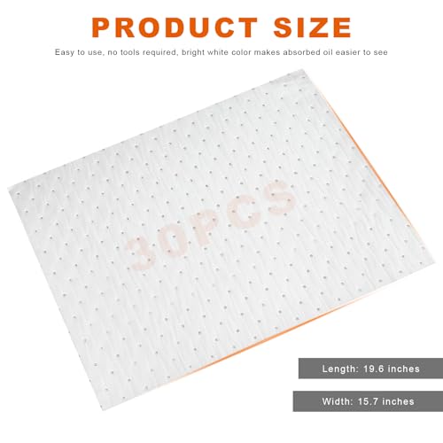 30 PCS Spill Absorbent Pads, 15" x 20" Reusable Heavy Weight Oil-Only Absorbing Mat, High Absorbency Oil Spill Mat Mantenance Pad for Protecting Garage Basement, Car Accessories