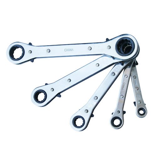 Apollo Tools 5 Piece Metric Steel Ratcheting Wrench Set includes 5 Ratcheting Wrenches in Quick Release Case for Trunk, Garage and on The Road - DT1213