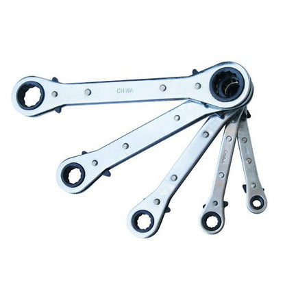 Apollo Tools 5 Piece Metric Steel Ratcheting Wrench Set includes 5 Ratcheting Wrenches in Quick Release Case for Trunk, Garage and on The Road - DT1213