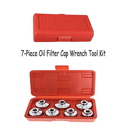 munirater 7 Piece Oil Filter Cap Wrench Tool Kit 24mm 27mm 29mm 30mm 32mm 36mm 38mm Socket Set Automotive Cartridge Oil Filter Housing (Black)