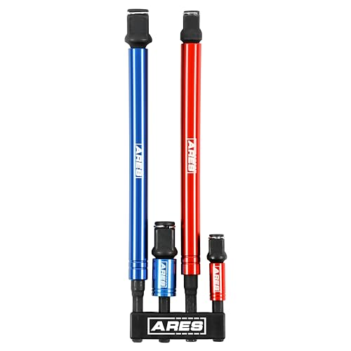 ARES 22028 – 2-in-1 Impact Bit and Socket Adapter Set – 3-Inch and 8-Inch Adapters - Unique Design Holds Standard 1/4-Inch Hex Bits and 3/8-Inch Drive Sockets – Spinning Sleeve Stabilizes Adapter - size: 4pc 2-in-1 Impact Bit and Socket Adapter Set