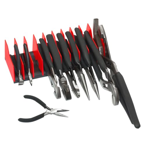 Ernst Manufacturing Plier Pro Premium No-Slip Plier Organizer, Holds 10-Tools of Any Size, Rubber Base Keeps Tools in Place - Made in USA - color: Red