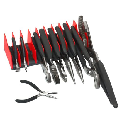 Ernst Manufacturing Plier Pro Premium No-Slip Plier Organizer, Holds 10-Tools of Any Size, Rubber Base Keeps Tools in Place - Made in USA - color: Red