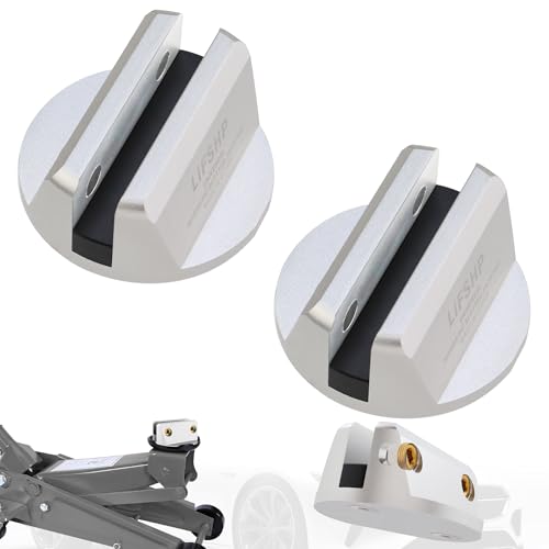 2Pcs Universal Aluminum Grooved Magnetic Jack Pad, Jacking Puck Pinch Weld Frame Rail Adapter, for Car SUV Truck Pickup Sedan MPV Wagon, Change Tire Repair Tires Oil Change Must Have-Silver - color: Silver-2Pcs