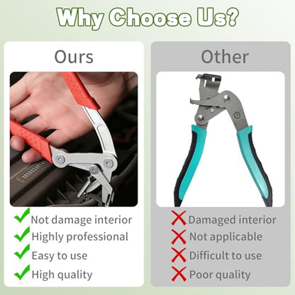 Car Clip Pliers, 1 Pcs Panel Clip Removal Tool, Professional Plastic Auto Fastener Removal Pliers, Interior & Exterior Trim, Damage-Free Disassembly Tool for Mechanics (Red)