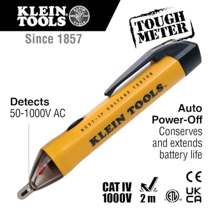 Klein Tools NCVT1PKIT Electrical Tester Kit with Non-Contact Low Voltage Test Pen, 50 to 1000V AC and GFCI Receptacle Tester, 2-Piece - style: NCVT Kit