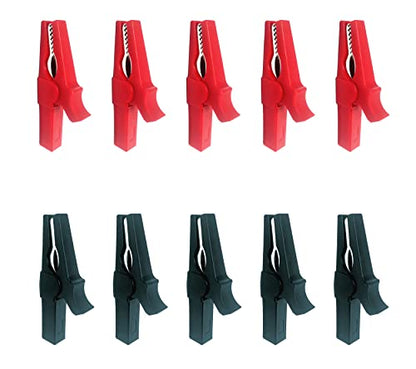 5 Pairs Fully Insulated 30A Safety Test Alligator Clips | With Banana Socket and 4mm Banana Plug Connectors ideal for Automotive Electrical Testing Battery Connection (Red+Black） - style: Alligator clip