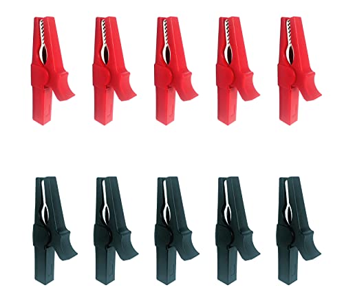 5 Pairs Fully Insulated 30A Safety Test Alligator Clips | With Banana Socket and 4mm Banana Plug Connectors ideal for Automotive Electrical Testing Battery Connection (Red+Black） - style: Alligator clip