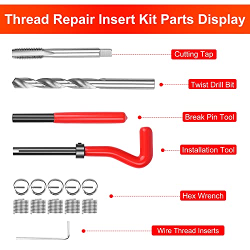 Thread Repair Kit M10 X 1.5mm, Metric Thread Repair Insert Kit | Compatible Hand Tool Set for Damaged Thread and Auto Repairing - size: Metric,M10×1.5mm
