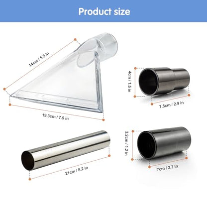 Universal Clear Vacuum Extraction Accessory Compatible with All Shop Vac | come with 1-7/8", 1-1/4" Adapters Wet Dry Vacuum Cleaner Attachments for Upholstery Carpet Cleaning Car Detailing - size: Large