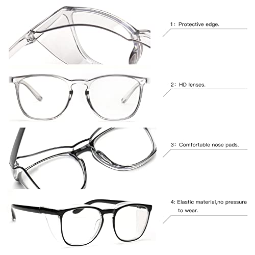 JOO'RTI Anti-Fog Safety Goggles Anti-Blue Light Saftey Glasses Anti-Dust Protective Eyewear for Women and Men - color: 2packs(black & Grey)