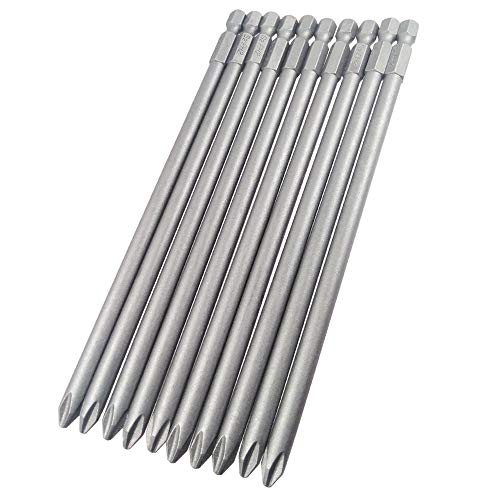 Wolfride 10pcs PH2 Long Magnetic Phillips Driver Bits 1/4 Inch Hex Shank Phillips Head Drill Bit Set Cross head screwdriver bits |5.9 Inch Length - style: PH2 Head