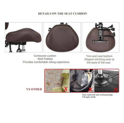 Kaleurrier Office Drafting Chairs with Backs,Talll Office Chairs | Ergonomic,Heavy Duty Drafting Stool Adjustable Height,for Art Studio Standing Desk Kitchen Garage Shop Dental Hair Salon - color: Brown