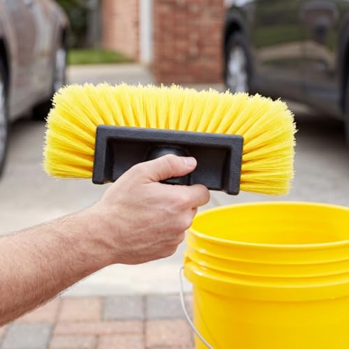 2 Pack Car Wash Brush Head, 10'' Car Wash Scrubber with Soft Bristle | Car Cleaning Brush Exterior Vehicle Wash Equipment Replacement for Auto RV Truck Boat Camper, Yellow