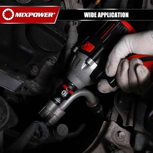 MIXPOWER 26 Pieces 1/2'' Drive Shallow Impact Socket Set,12 Point,Metric,10-36mm,CR-MO,Axle Nut Impact Grade Socket for Easy Removal