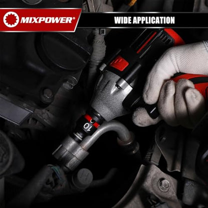 MIXPOWER 26 Pieces 1/2'' Drive Shallow Impact Socket Set,12 Point,Metric,10-36mm,CR-MO,Axle Nut Impact Grade Socket for Easy Removal