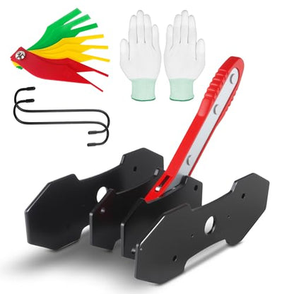 Brake Caliper Press Tool Kit, Ratcheting Piston Spreader with 2 Steel Plates, Practical Caliper Piston Compressor Tool for Repairing Disc Brakes Includes Hangers/Measuring Tools (Red)