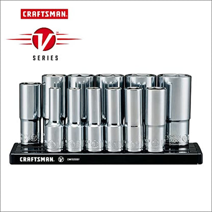CRAFTSMAN V-SERIES Socket Set, Deep SAE, 3/8 Inch Drive, 12 Piece (CMMT17360V) - style: Deep SAE