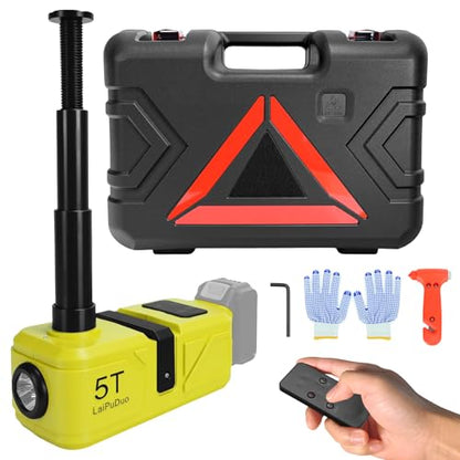 Cordless Electric Car Jack Kit for Dewalt 20V Battery, Cordless Remote Control 5 Ton Hydraulic Car Jack with LED Light for Sedan, SUV,MPV,Truck (NO Battery