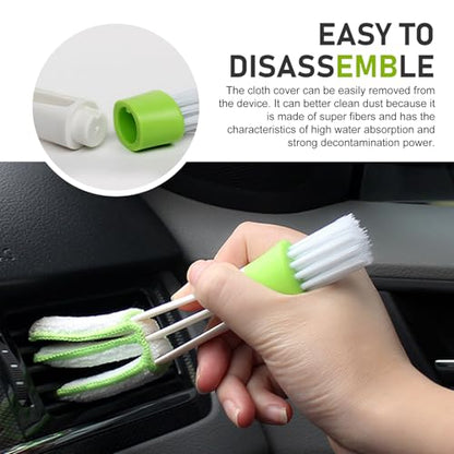 Set of 3 Mini Duster for Car Air Vent, 3 Arms Blinds Duster, Automotive Air Conditioner Cleaner and Brush, Cleaning Tools for Window Blinds, Keyboard, Air Conditioner Vents, Fans (Green)