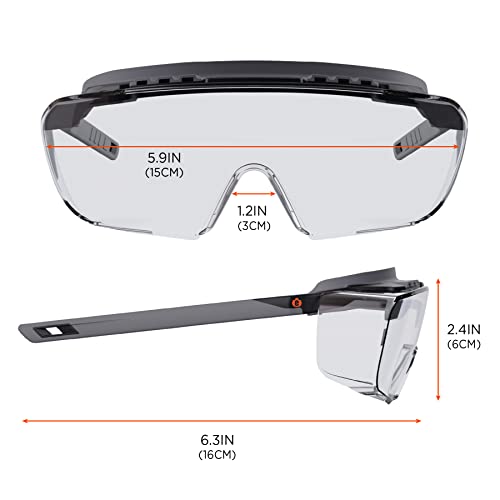Ergodyne Skullerz OSMIN OTG Safety Glasses, Anti Fog, Over the Glasses Anti Scratch Protective Eyewear - color: Clear Lens